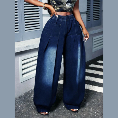 Downtown Drift Balloon-Leg Pleated Jeans