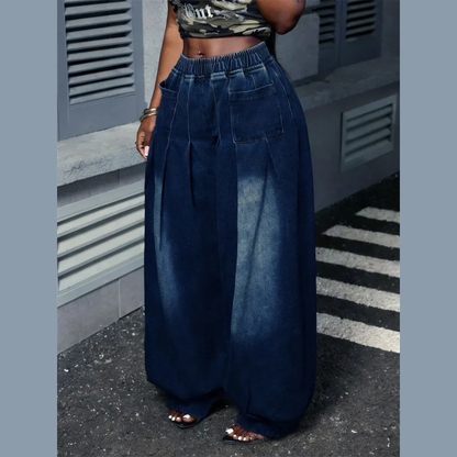 Downtown Drift Balloon-Leg Pleated Jeans