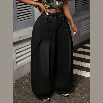 Downtown Drift Balloon-Leg Pleated Jeans