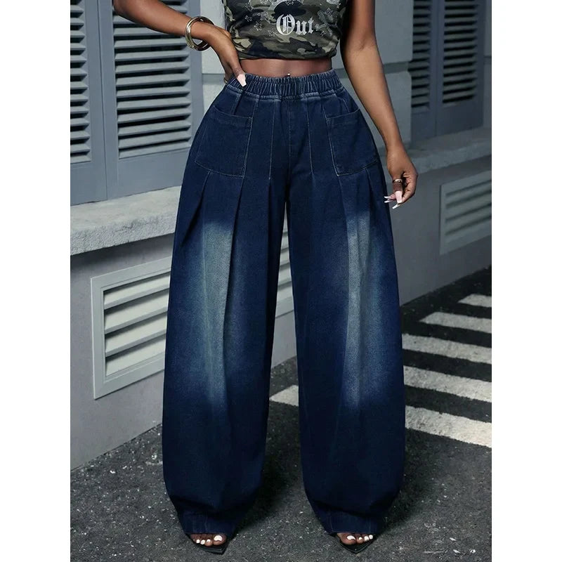 Downtown Drift Balloon-Leg Pleated Jeans