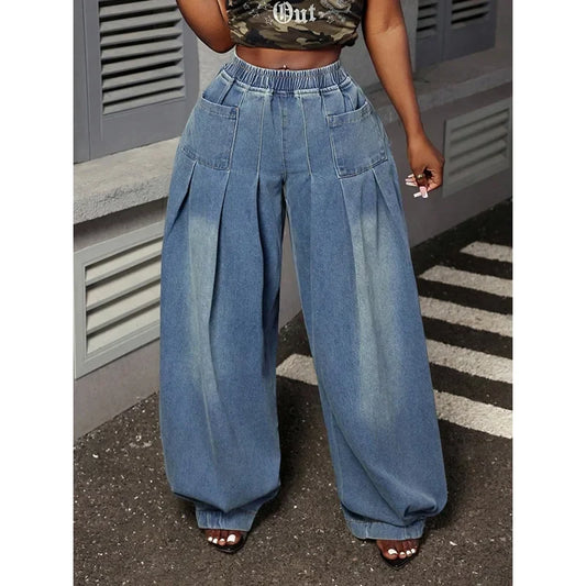 Downtown Drift Balloon-Leg Pleated Jeans